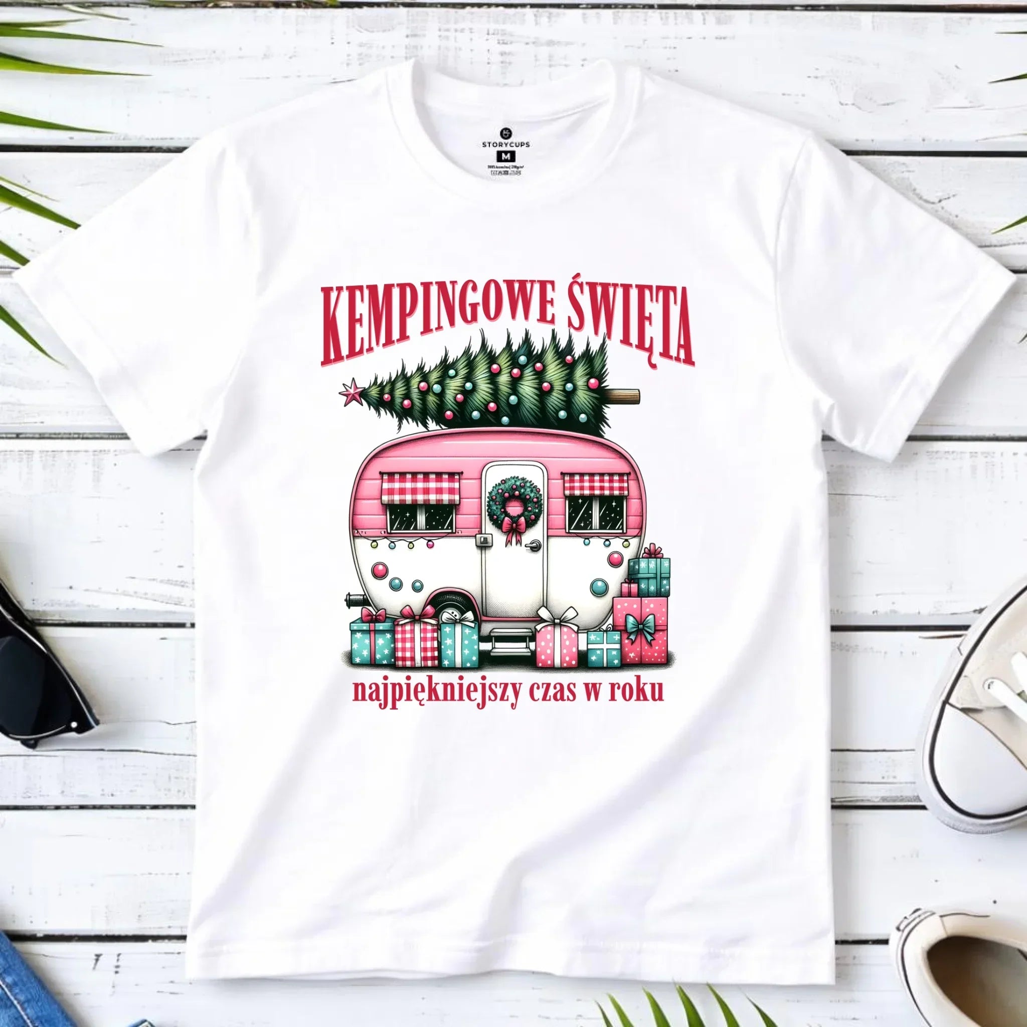 Koszulka dziecięca świąteczna - Kamper Kempingowe Święta BN40 - StoryCups.pl