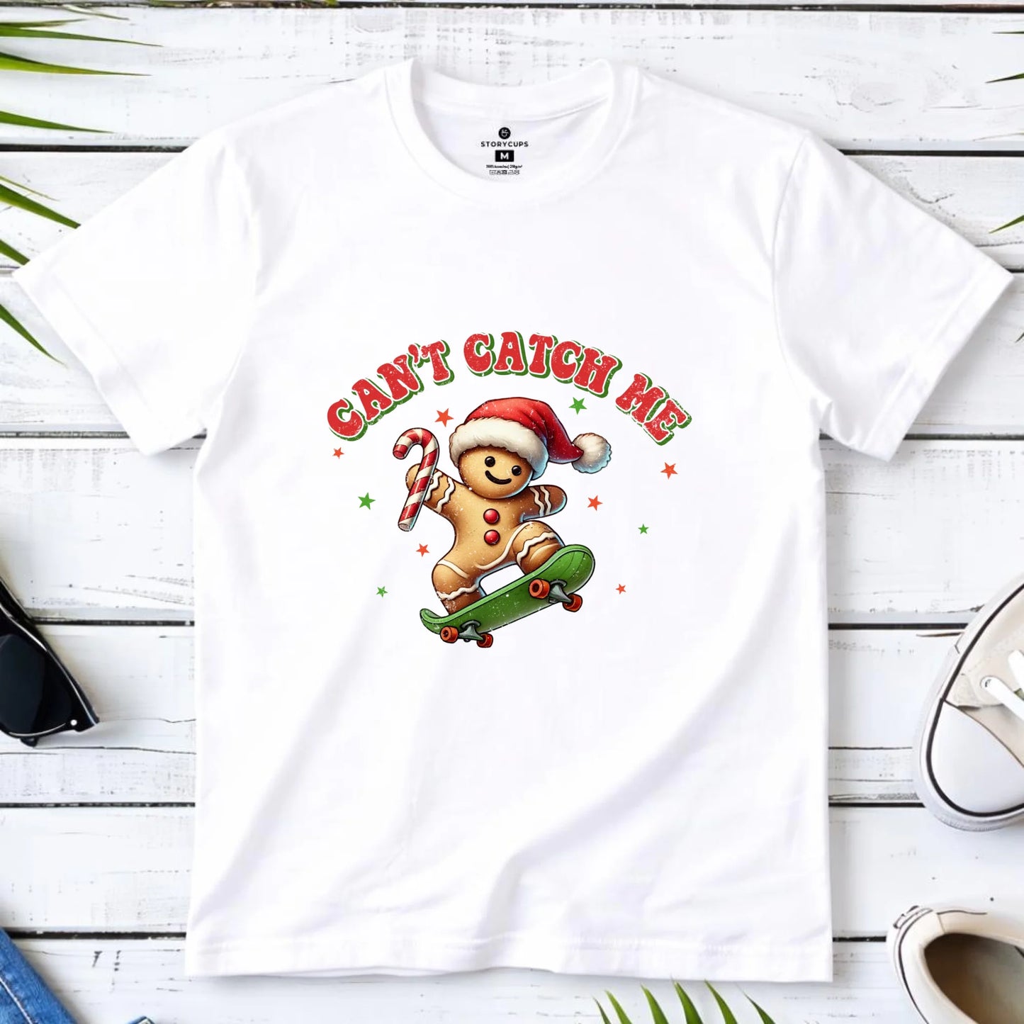 Koszulka dziecięca świąteczna - Piernik na deskorolce Can't catch me BN45