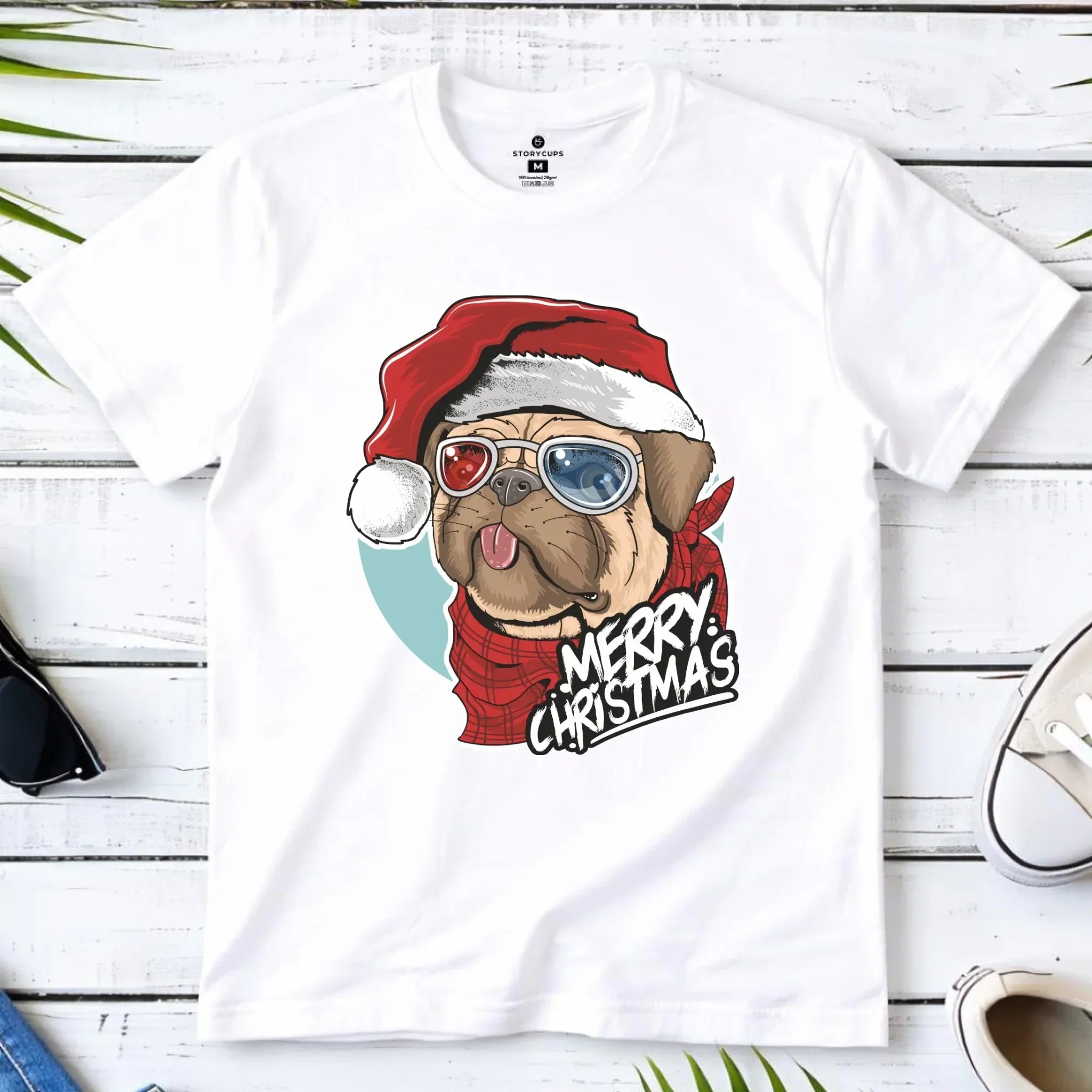 Koszulka dziecięca świąteczna - Mops Merry Christmas BN62 - StoryCups.pl