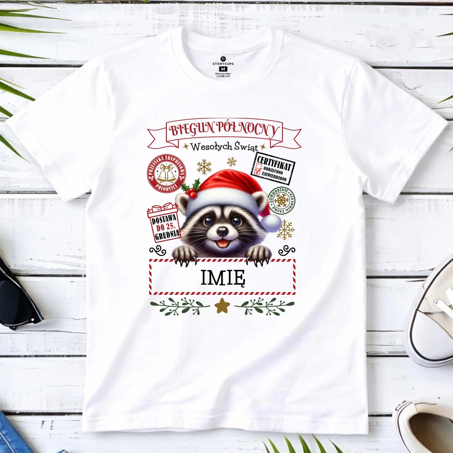 Koszulka dziecięca świąteczna - Szop Paczka od Mikołaja - personalizowana BN145