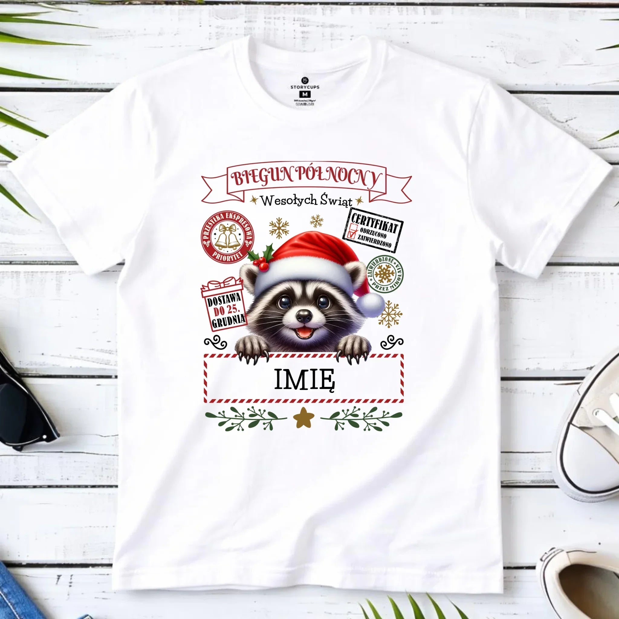 Koszulka dziecięca świąteczna - Szop Paczka od Mikołaja - personalizowana BN145 - StoryCups.pl