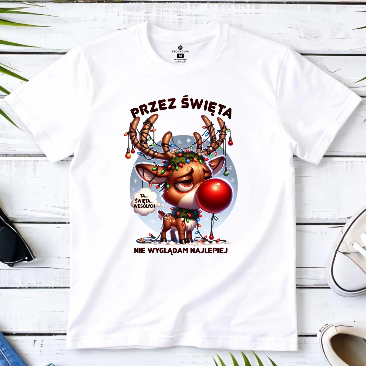 Koszulka dziecięca świąteczna - Renifer Przez święta nie wyglądam najlepiej BN98