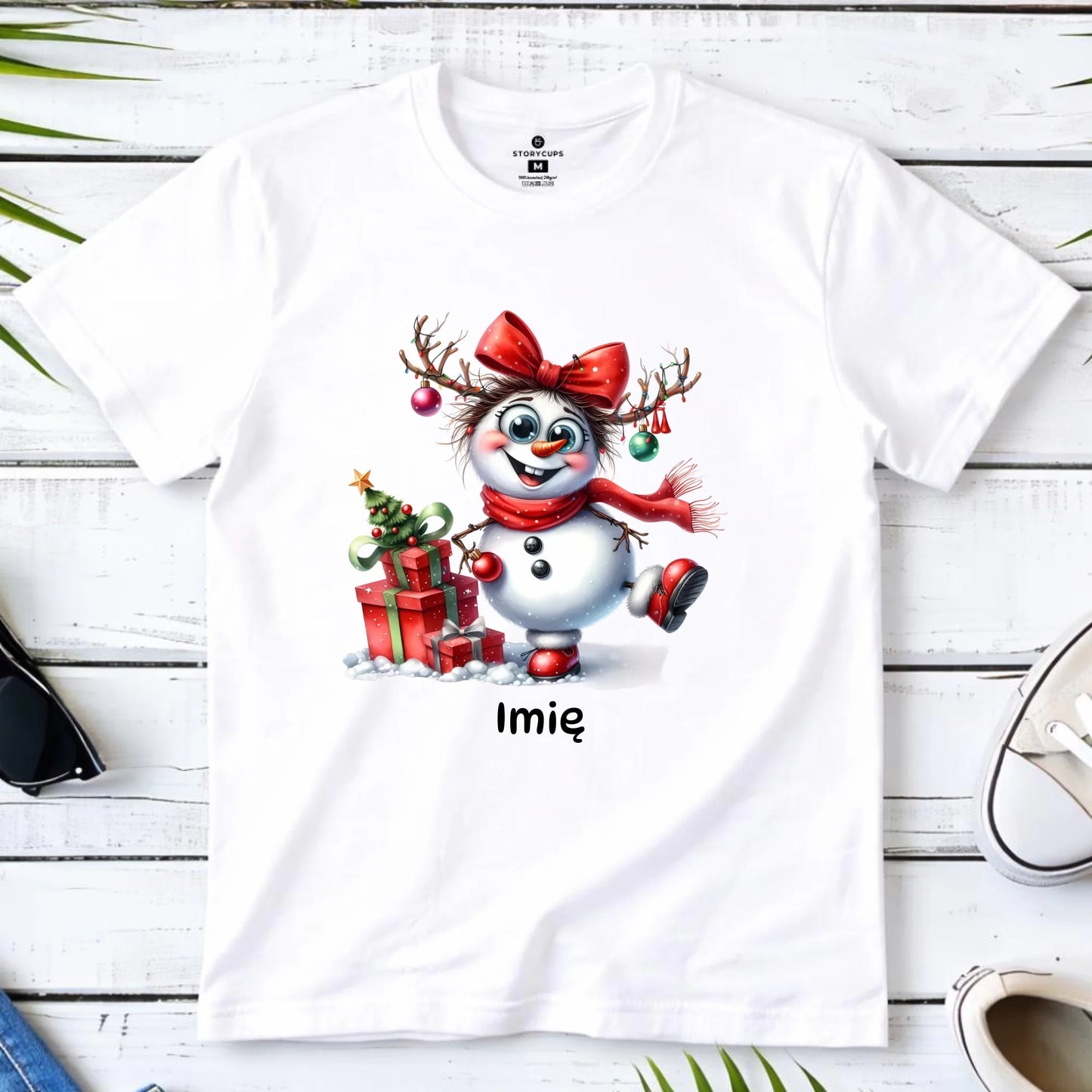 Koszulka dziecięca świąteczna dla dziewczynki - Bałwanek - personalizowana BN123