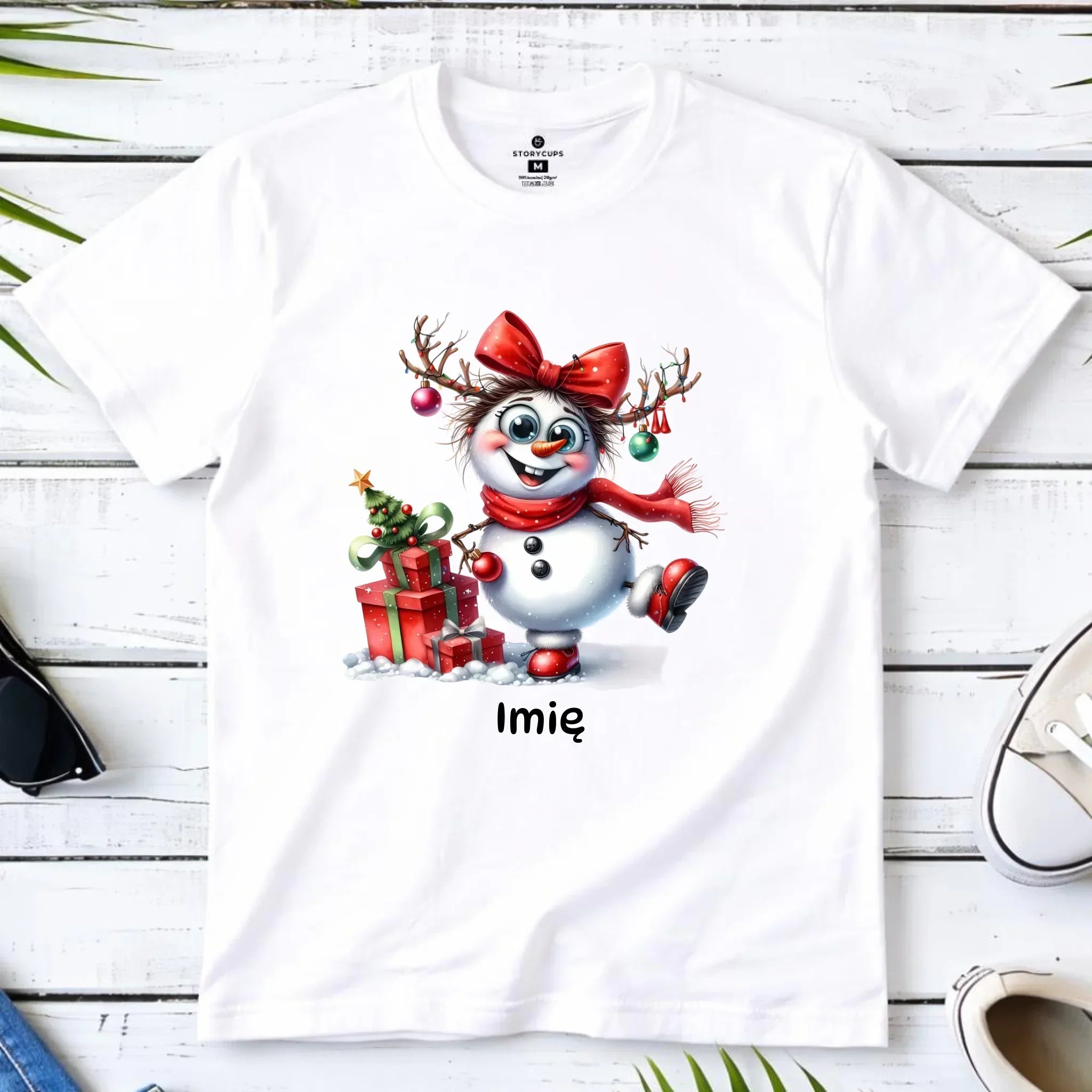 Koszulka dziecięca świąteczna dla dziewczynki - Bałwanek - personalizowana BN123 - StoryCups.pl