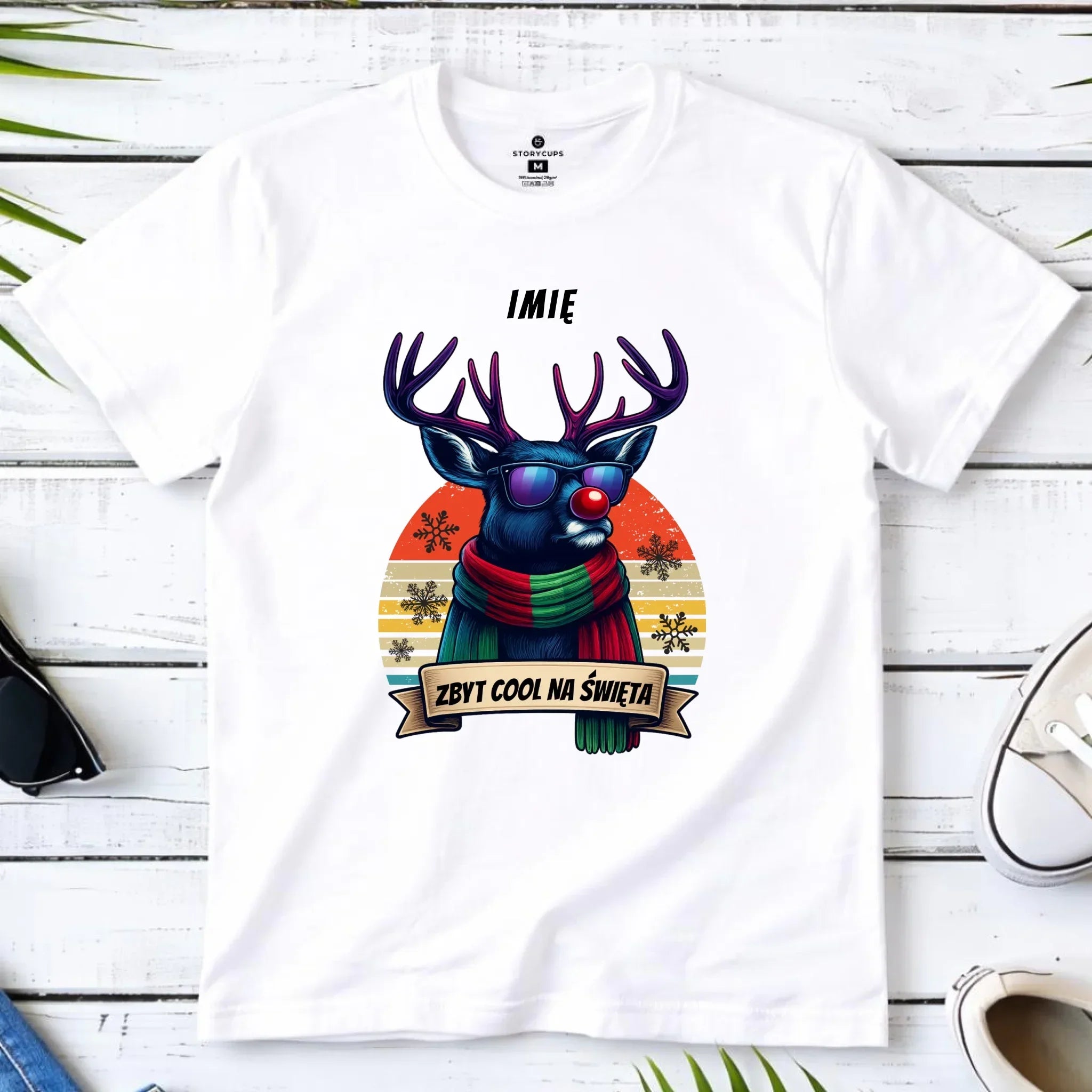 Koszulka dziecięca świąteczna z reniferem - Zbyt cool na święta - personalizowana BN128 - StoryCups.pl
