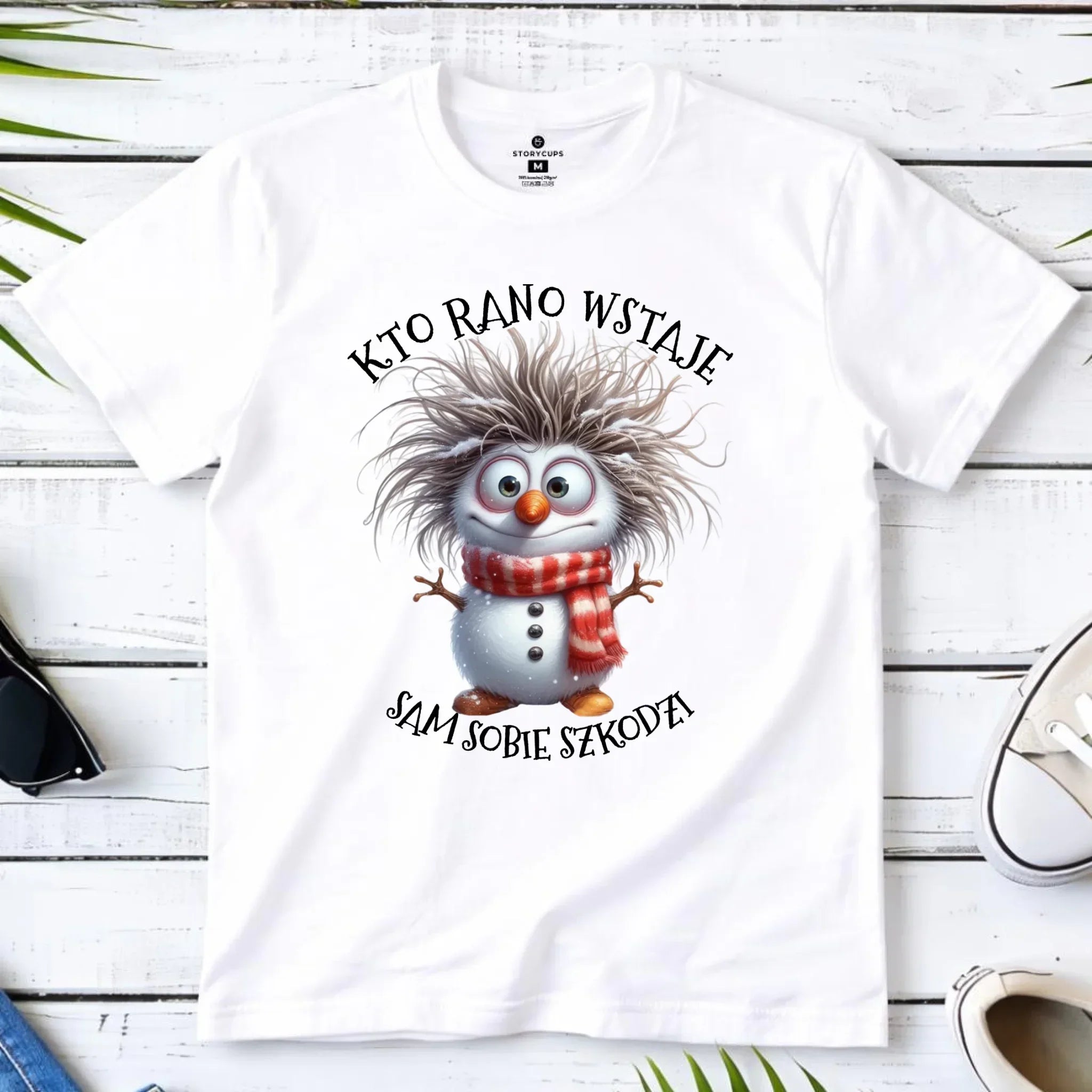 Koszulka dziecięca świąteczna - Bałwanek - Kto rano wstaje sam sobie szkodzi BN133 - StoryCups.pl