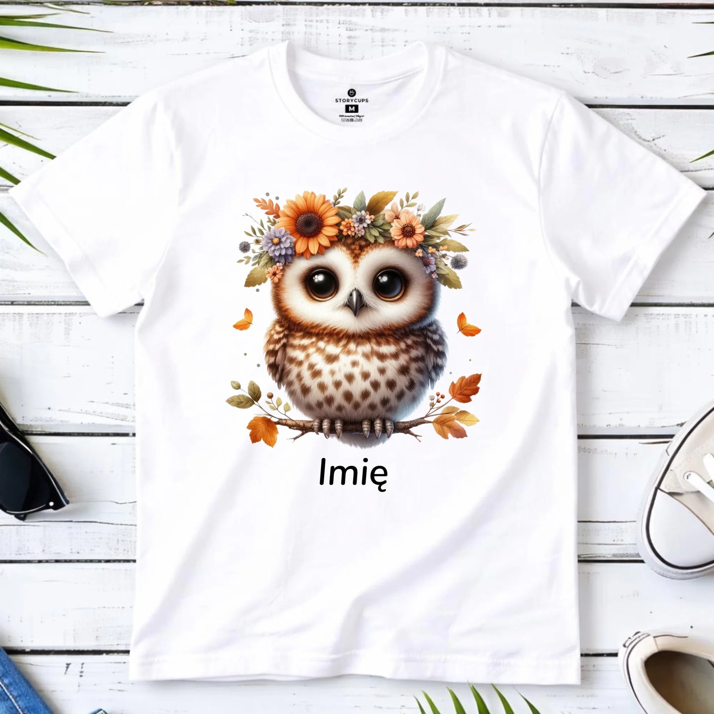 Koszulka dziecięca jesienna - Sowa w kwiatach JS32