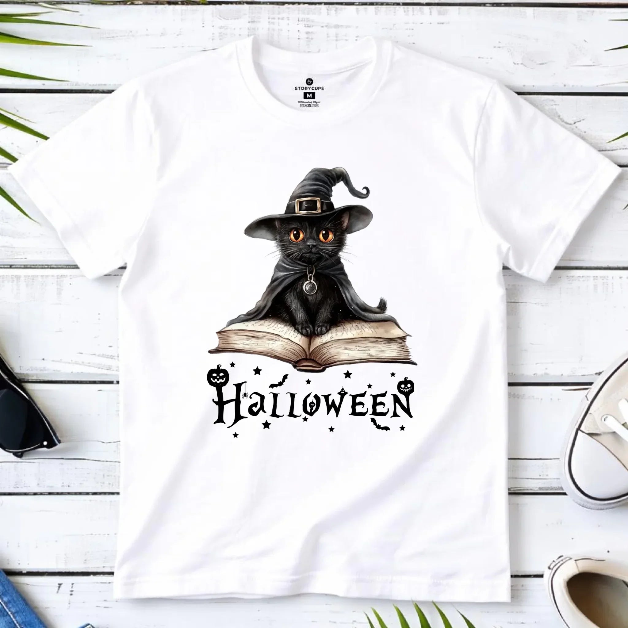 Koszulka dziecięca na Halloween - Kot Czarodziej HL06 - StoryCups.pl