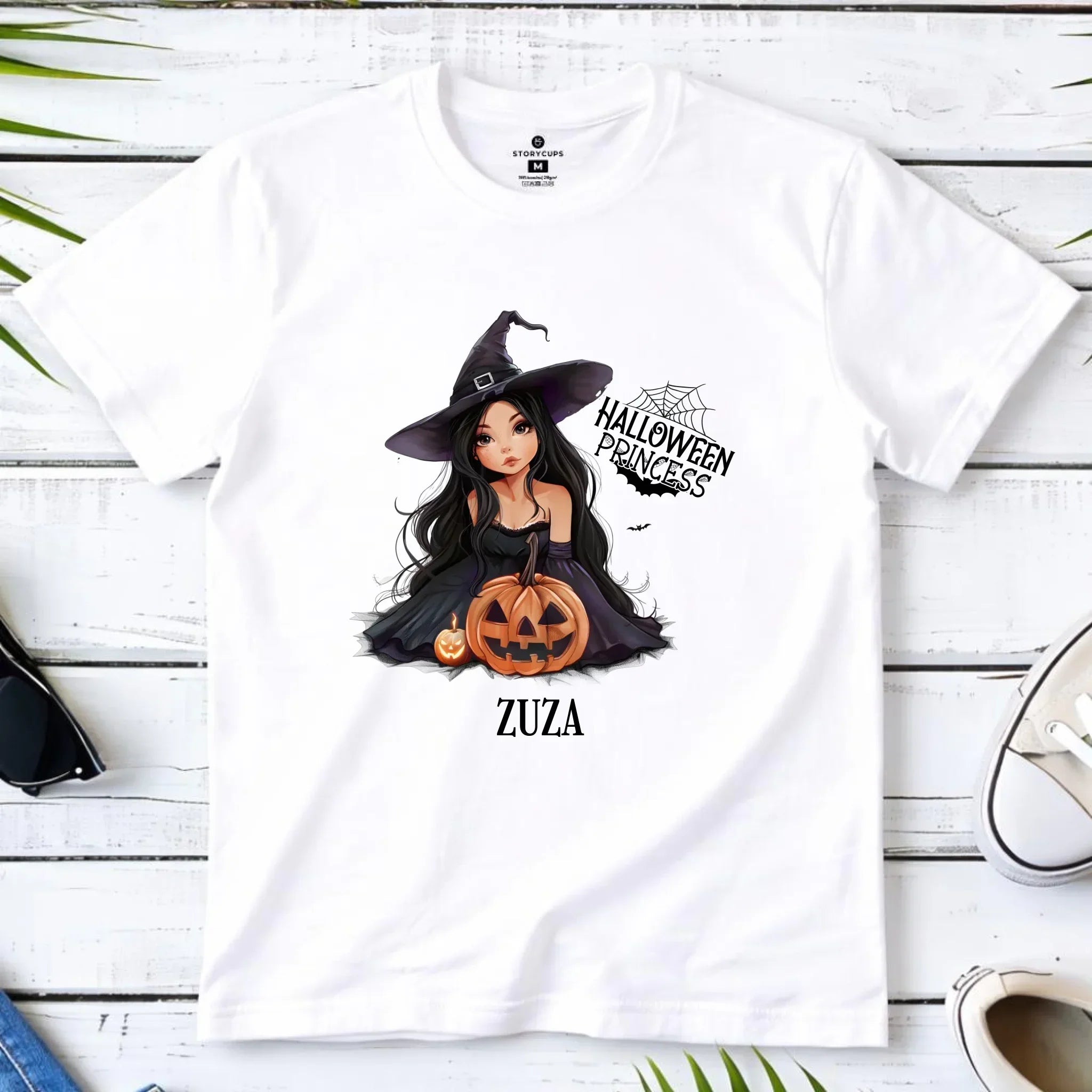 Koszulka dziecięca halloweenowa - Czarownica z dynią - personalizowana HL10 - StoryCups.pl