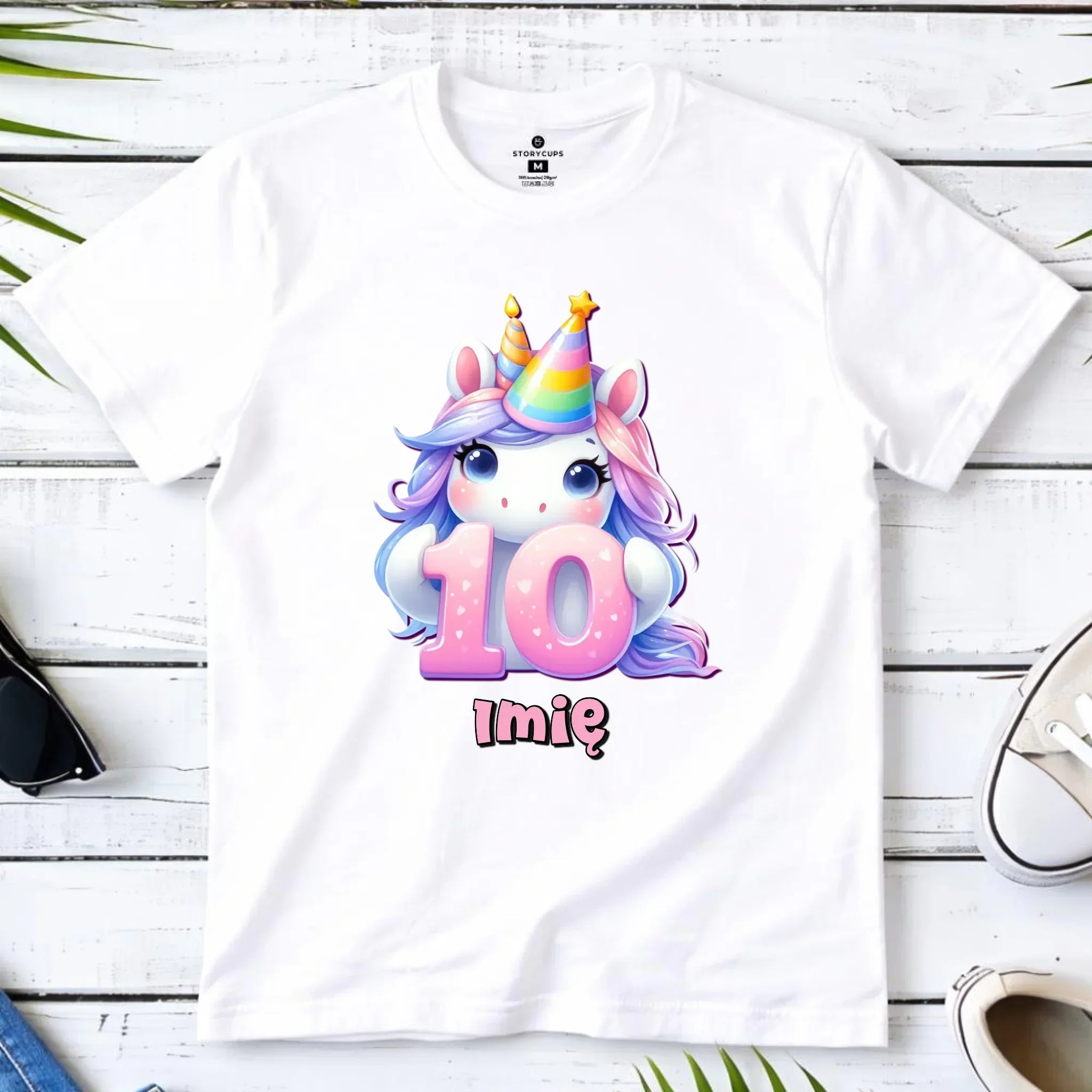Koszulka dziecięca urodzinowa - prezent na 10 urodziny dla dziewczynki - Jednorożec - personalizowana U54 - StoryCups.pl