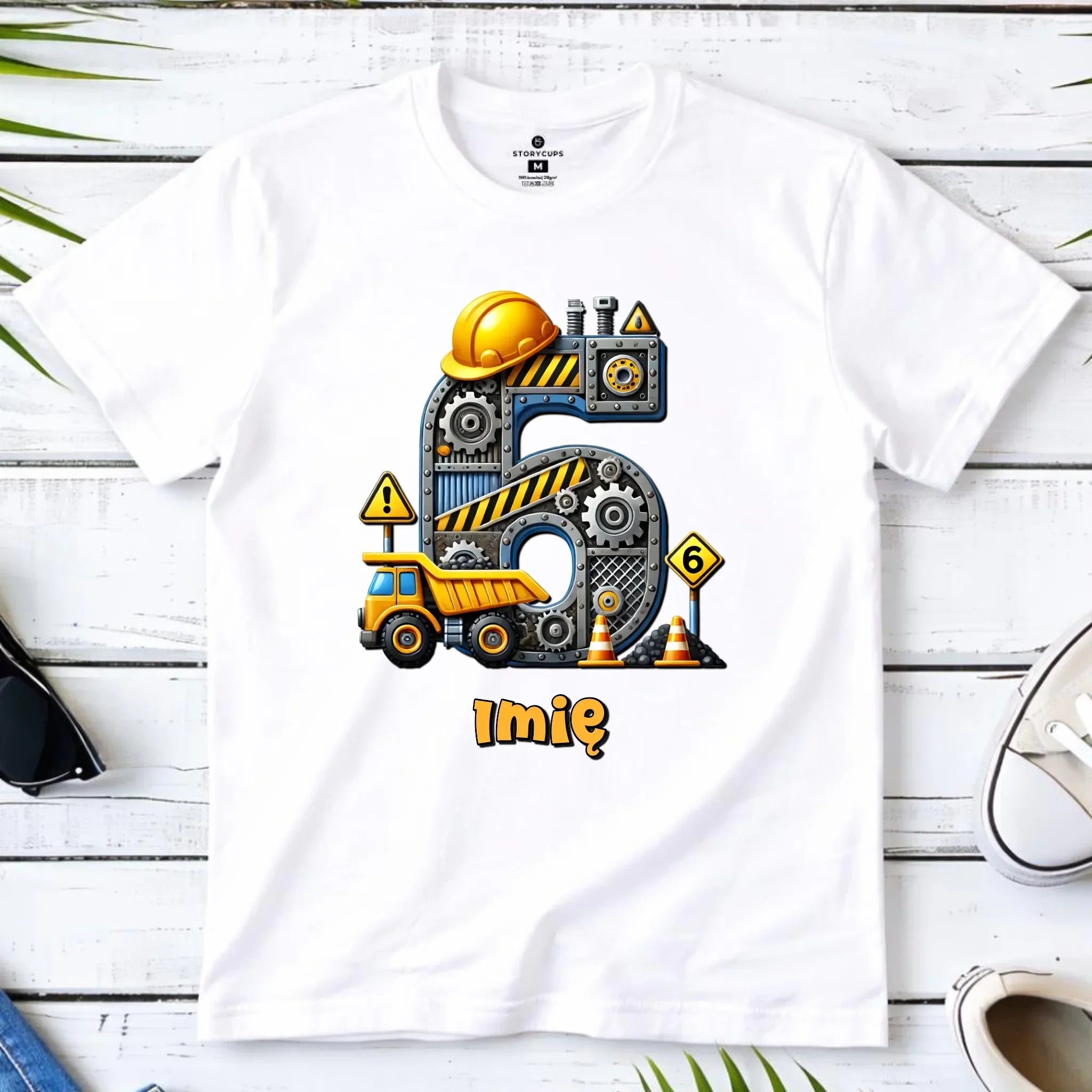 Koszulka dziecięca urodzinowa - prezent na 6 urodziny dla chłopca - Wywrotka - personalizowana U40 - StoryCups.pl