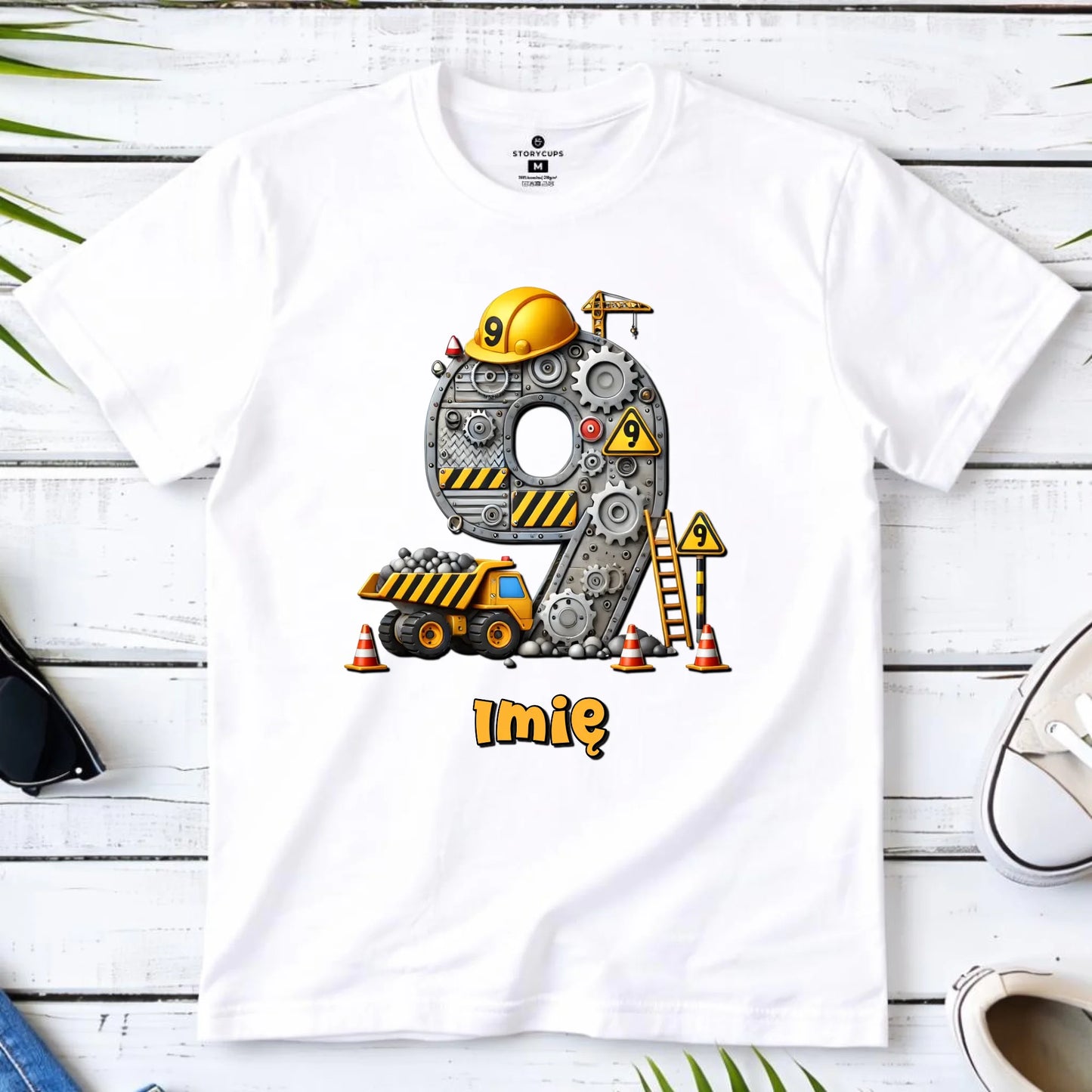 Koszulka dziecięca urodzinowa - prezent na 9 urodziny dla chłopca - Wywrotka - personalizowana U43