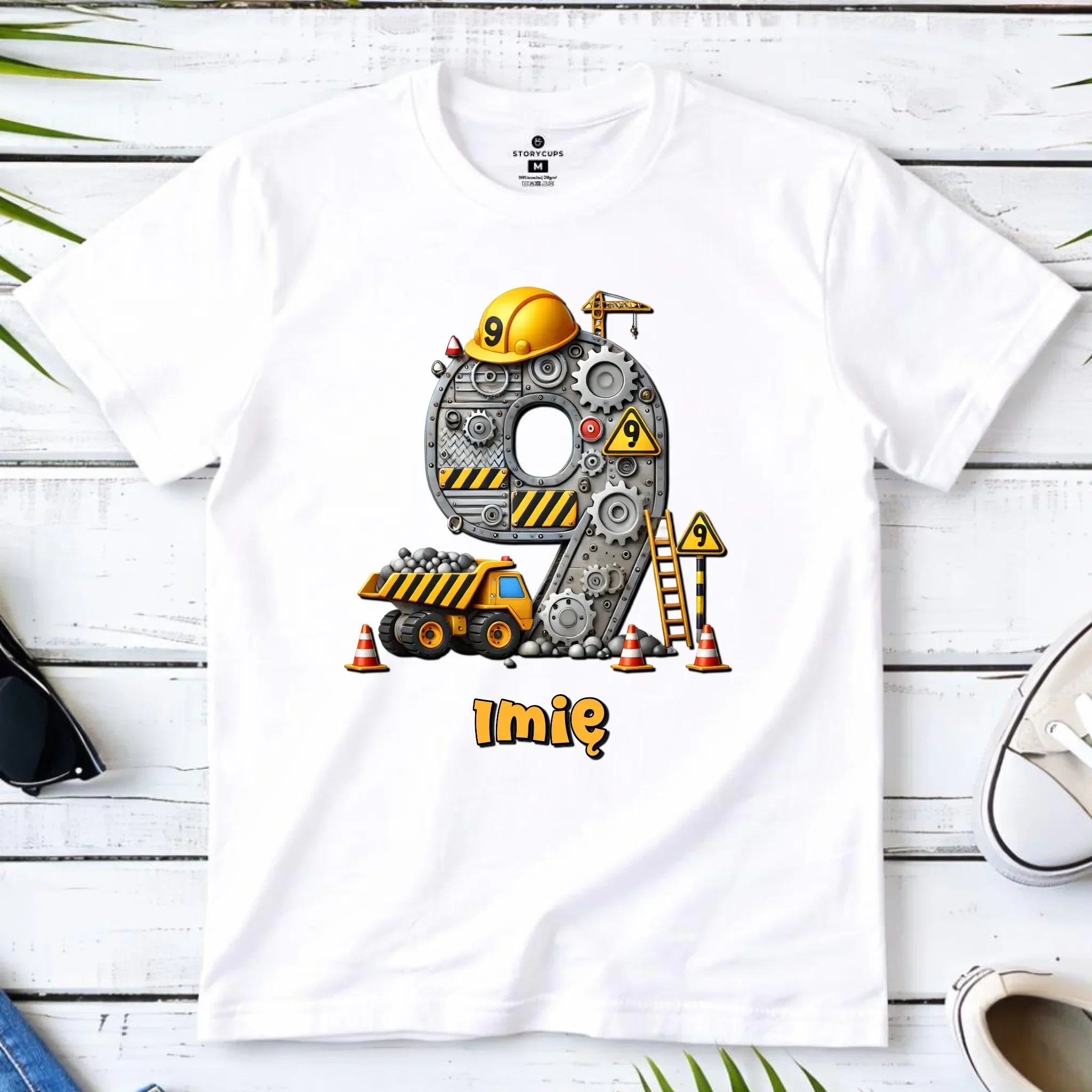 Koszulka dziecięca urodzinowa - prezent na 9 urodziny dla chłopca - Wywrotka - personalizowana U43 - StoryCups.pl