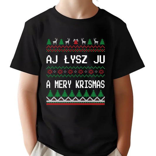 Koszulka dziecięca świąteczna - Aj łysz ju a mery krismas BN12