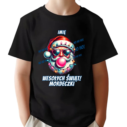 Koszulka dziecięca świąteczna - Mikołaj Wesołych Świąt Mordeczki - personalizowana BN17