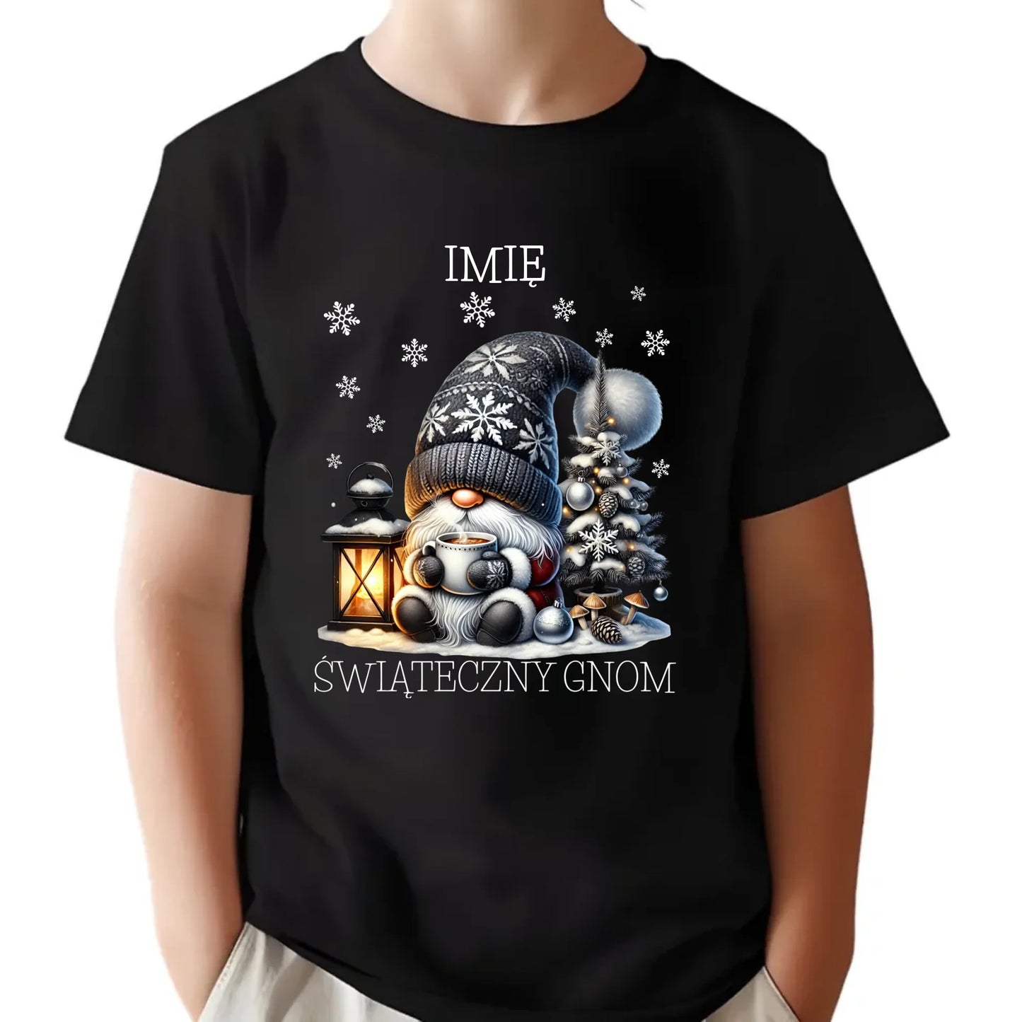 Koszulka dziecięca świąteczna - Gnom z czekoladą - personalizowana BN41