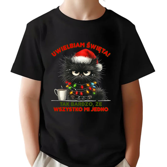 Koszulka dziecięca świąteczna - Kot Maruda Wszystko mi jedno BN35