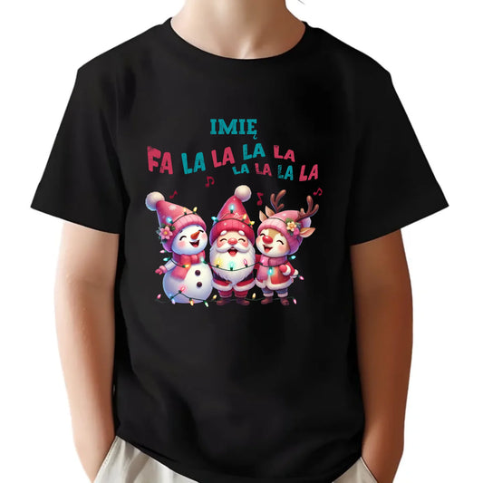 Koszulka dziecięca świąteczna - Fa la la la - personalizowana BN51