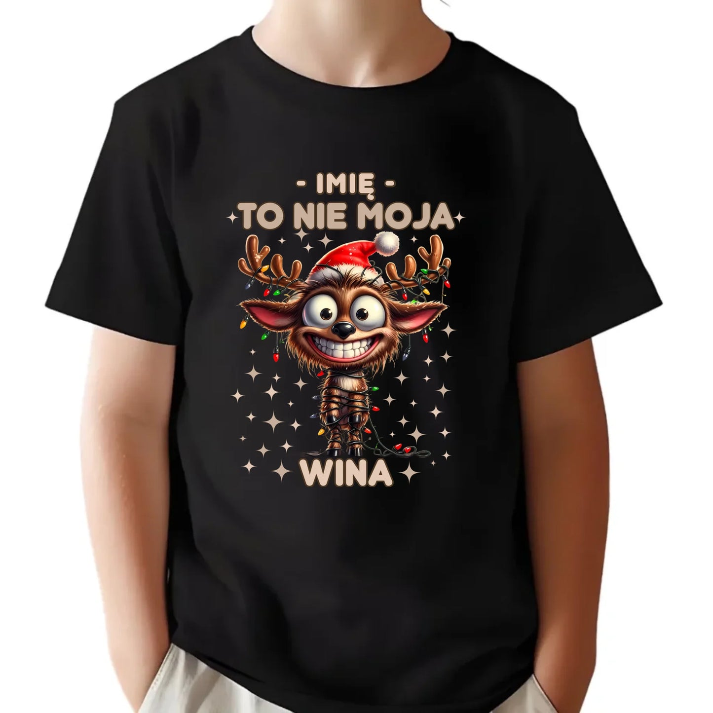 Koszulka dziecięca świąteczna - Renifer To nie moja wina - personalizowana BN93