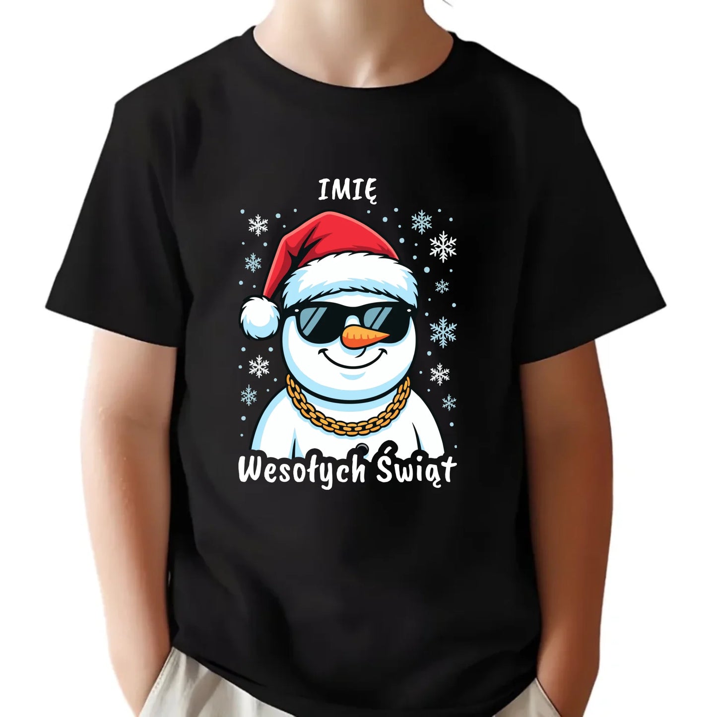 Koszulka dziecięca świąteczna - Wesoły bałwan Wesołych Świąt - personalizowana BN82