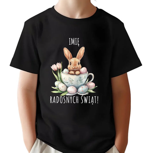 Koszulka dziecięca na Wielkanoc - Zajączek radosnych świąt - personalizowana WN01