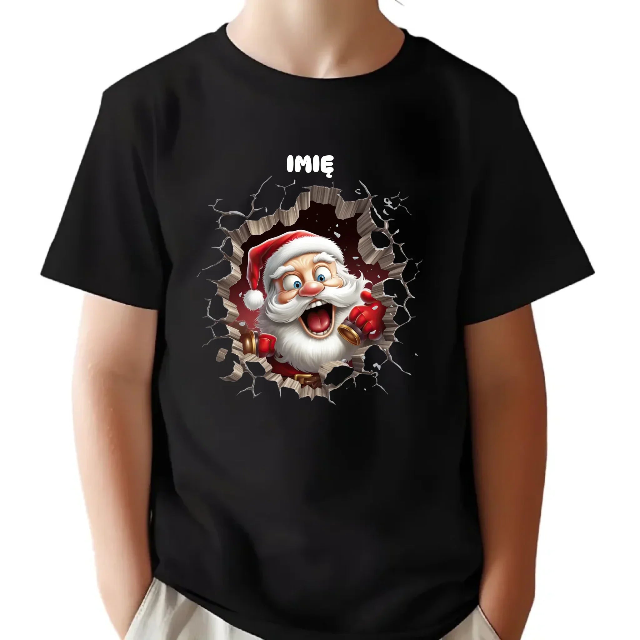 Koszulka dziecięca świąteczna - Mikołaj 3D - personalizowana BN85 - StoryCups.pl