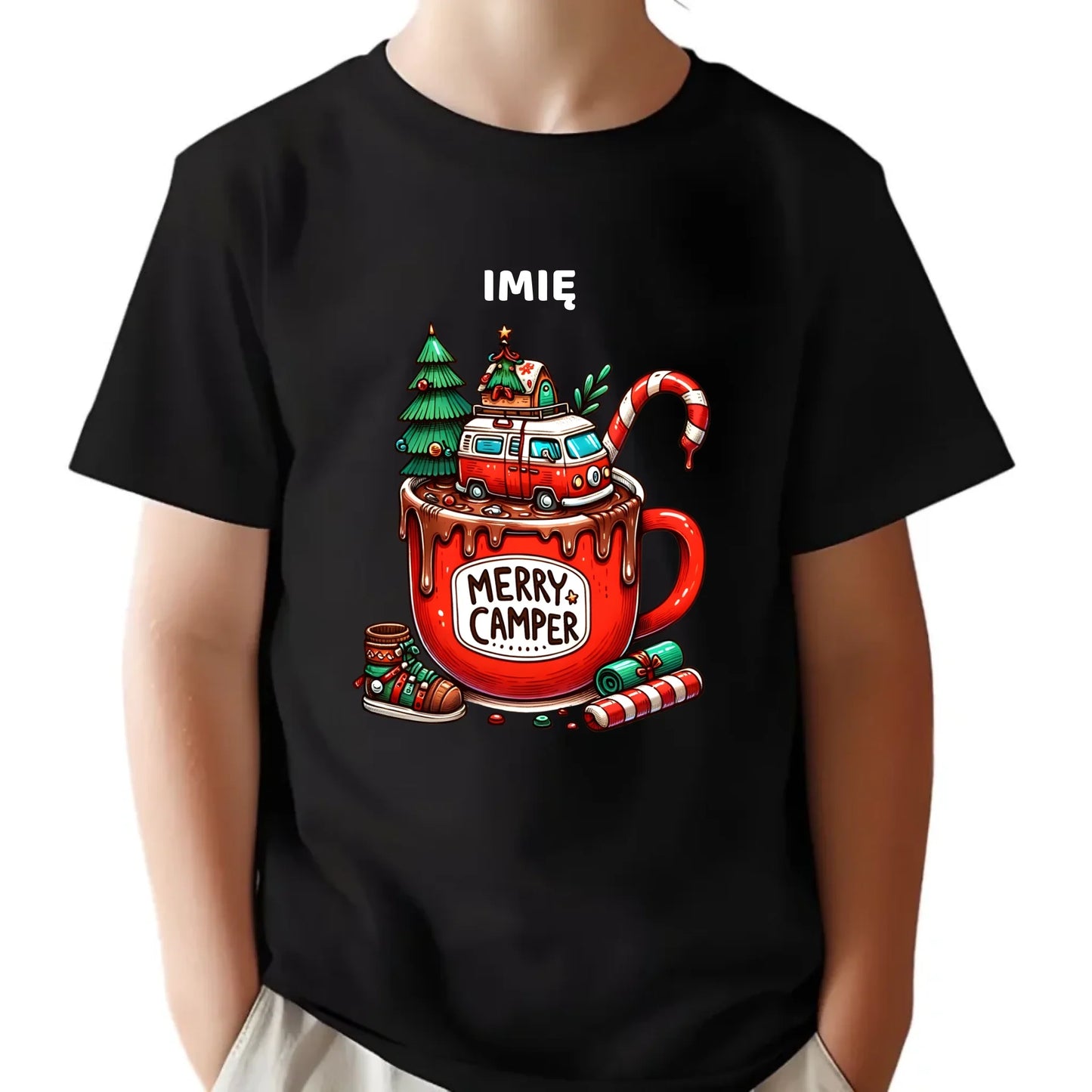 Koszulka dziecięca świąteczna - Kamper Merry Camper - personalizowana BN43