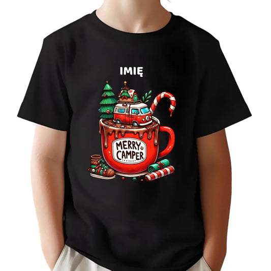 Koszulka dziecięca świąteczna - Kamper Merry Camper - personalizowana BN43