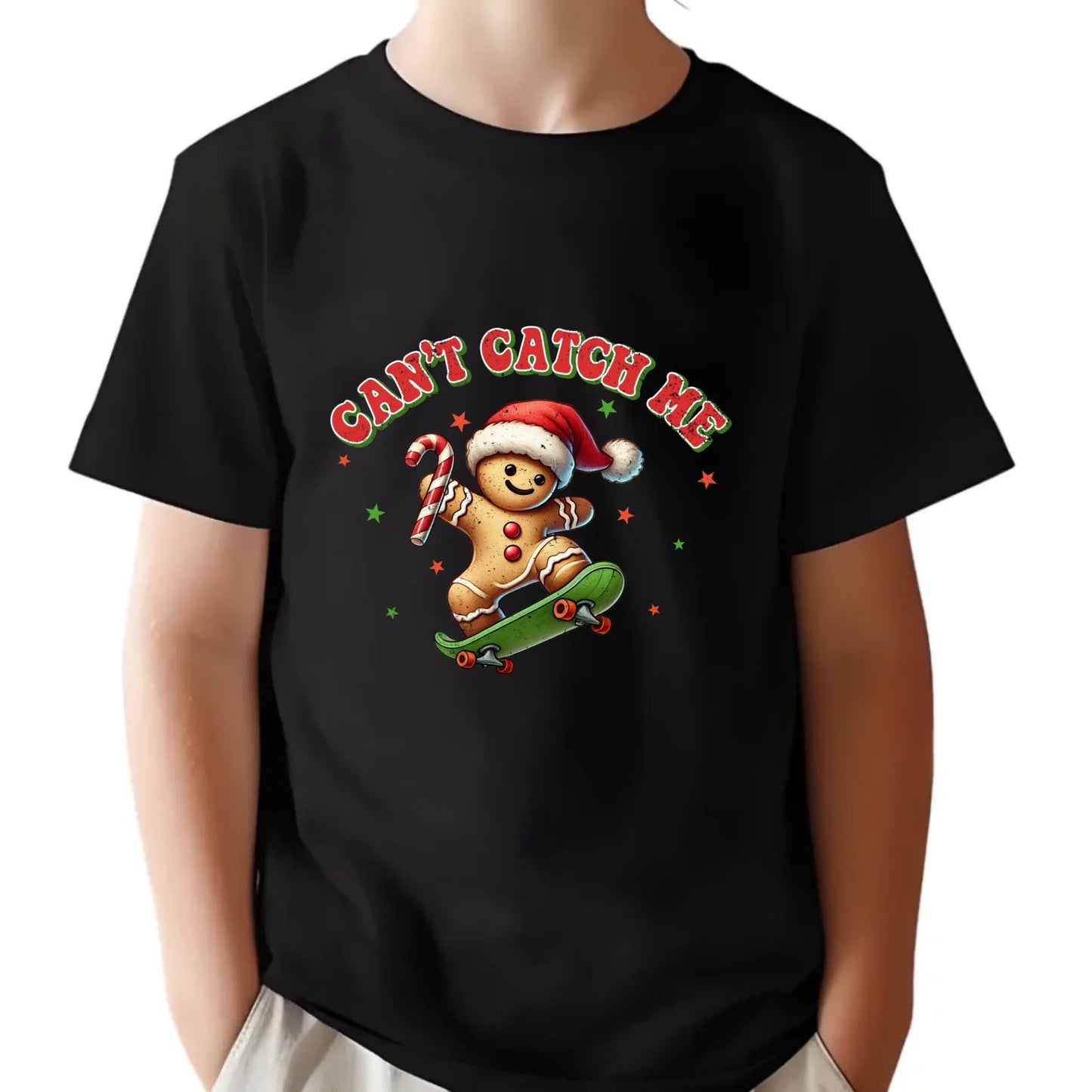 Koszulka dziecięca świąteczna - Piernik na deskorolce Can't catch me BN45