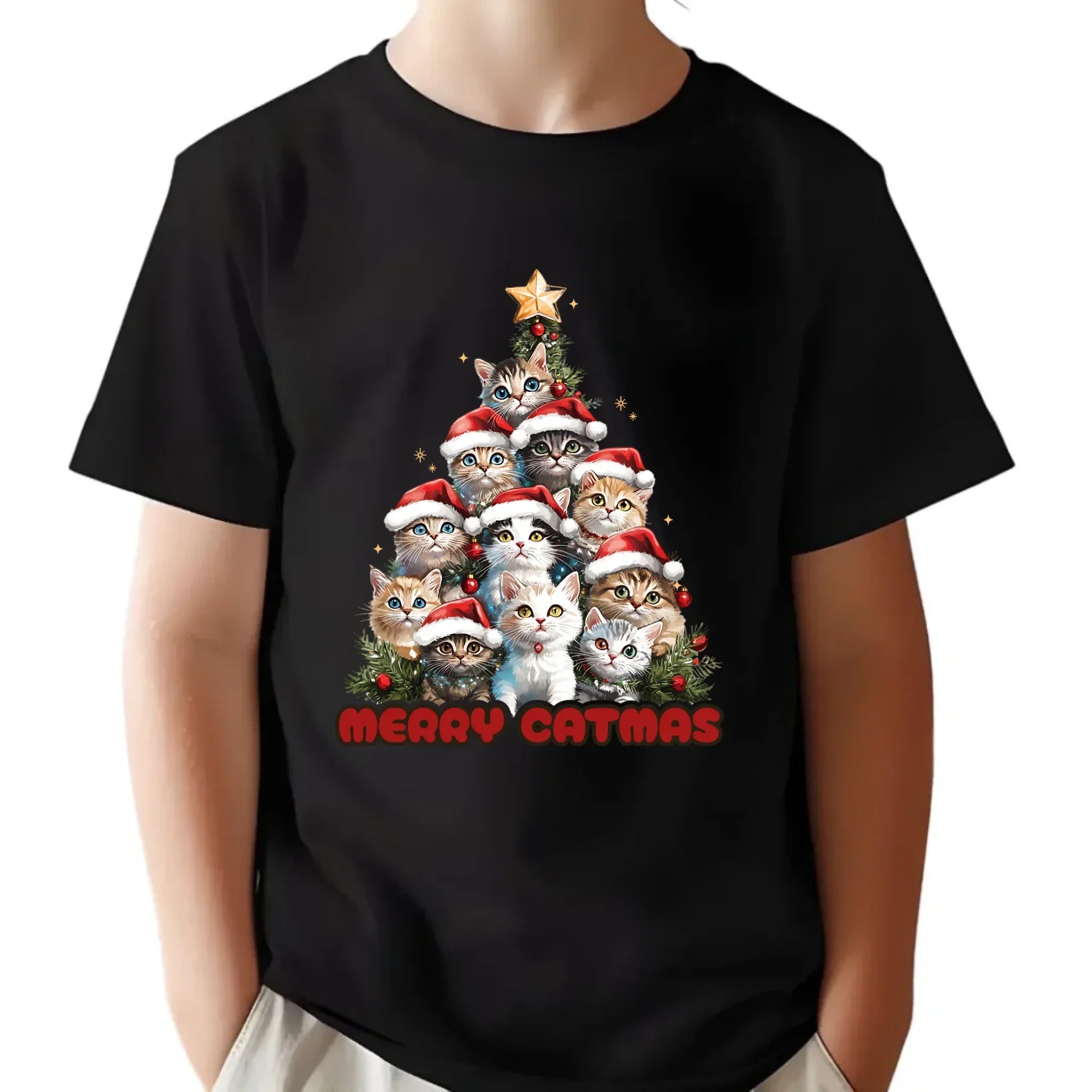 Koszulka dziecięca świąteczna - Kocia choinka Merry Catmas BN20 - StoryCups.pl