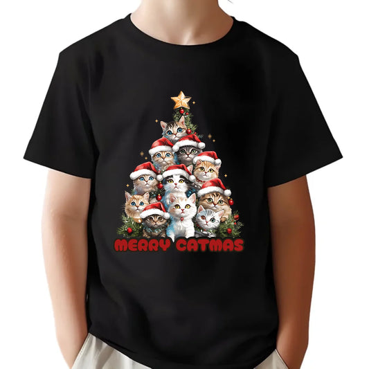 Koszulka dziecięca świąteczna - Kocia choinka Merry Catmas BN20
