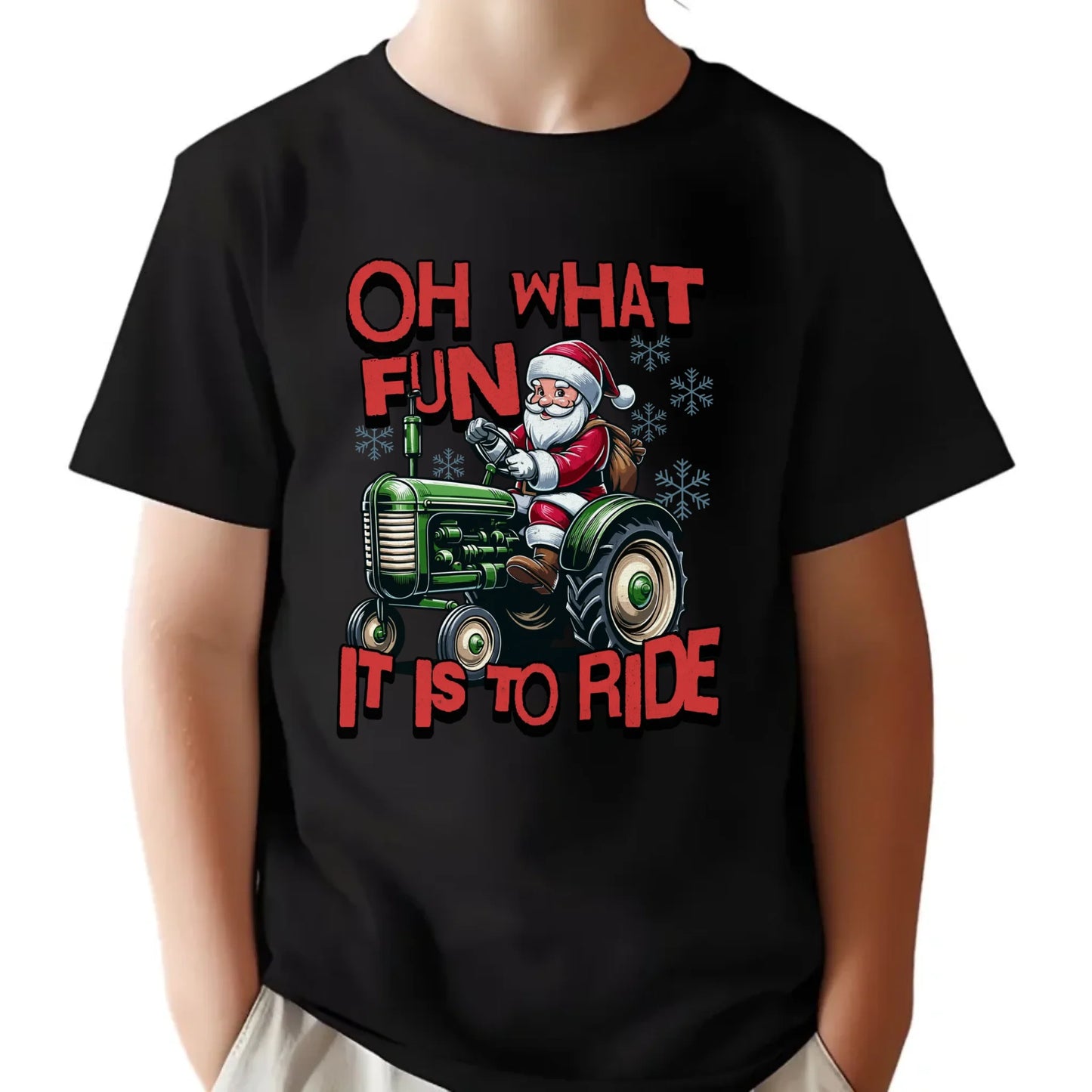 Koszulka dziecięca świąteczna - Mikołaj na traktorze - Oh what fun BN48