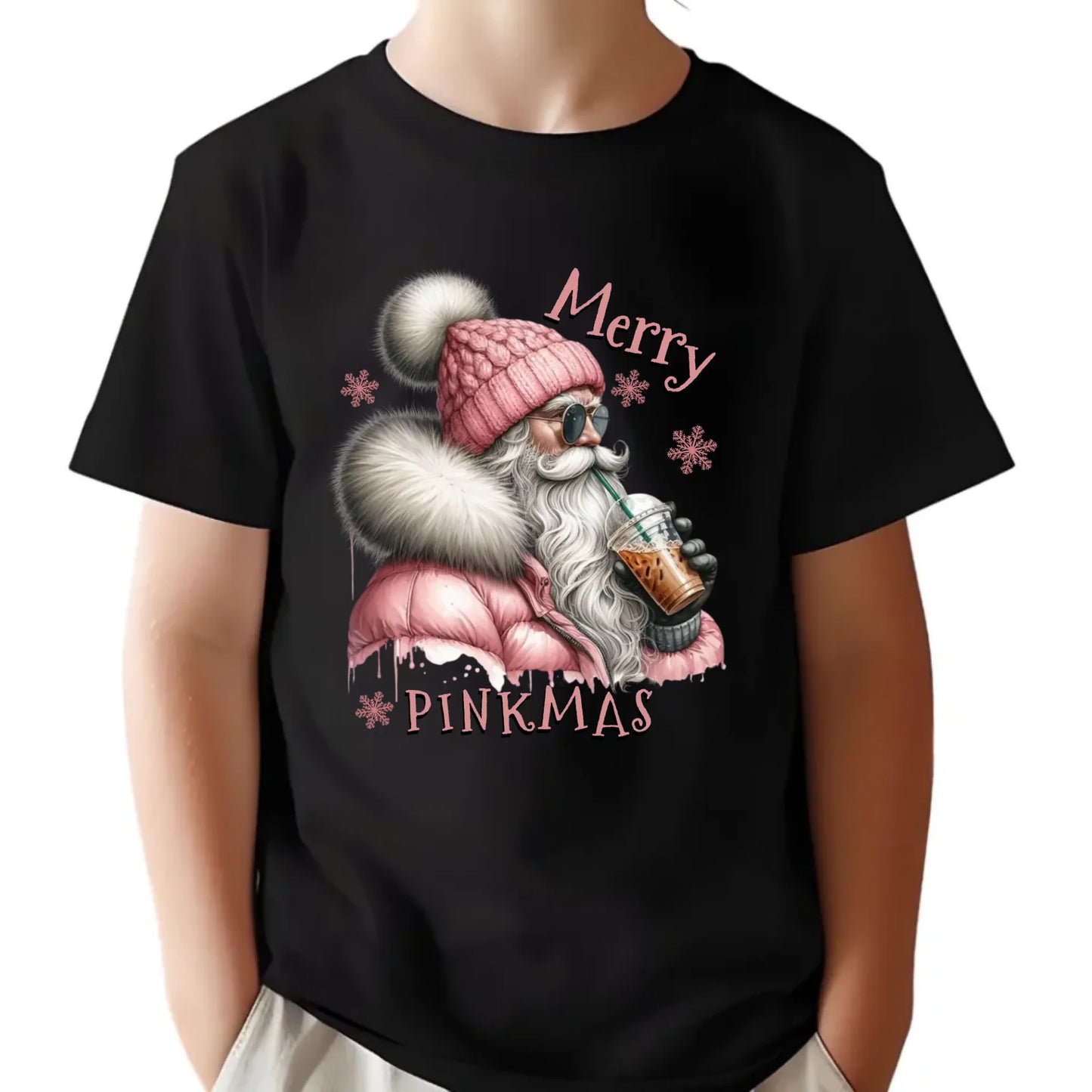 Koszulka dziecięca świąteczna dla dziewczynki - Różowe Święta - Merry Pinkmas BN117