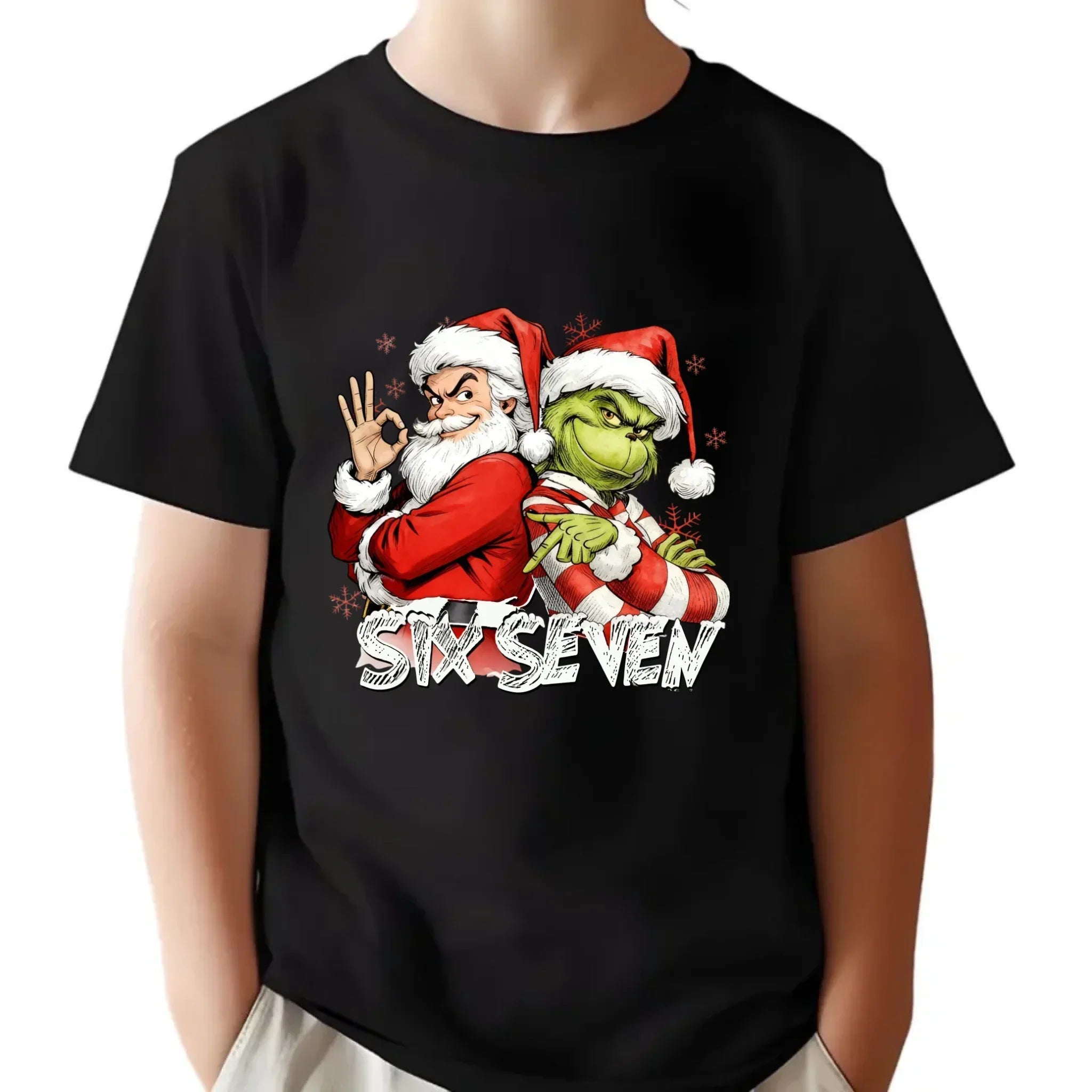 Koszulka dziecięca świąteczna - Mikołaj i Grinch six seven 67 BN148 - StoryCups.pl