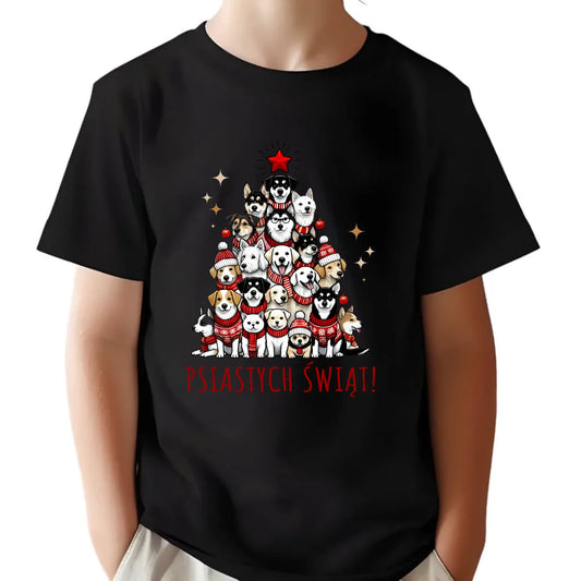 Koszulka dziecięca świąteczna - Psia choinka Psiastych Świąt BN90