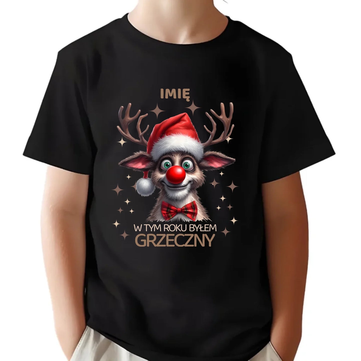Koszulka dziecięca świąteczna - Renifer W tym roku byłem grzeczny - personalizowana BN96