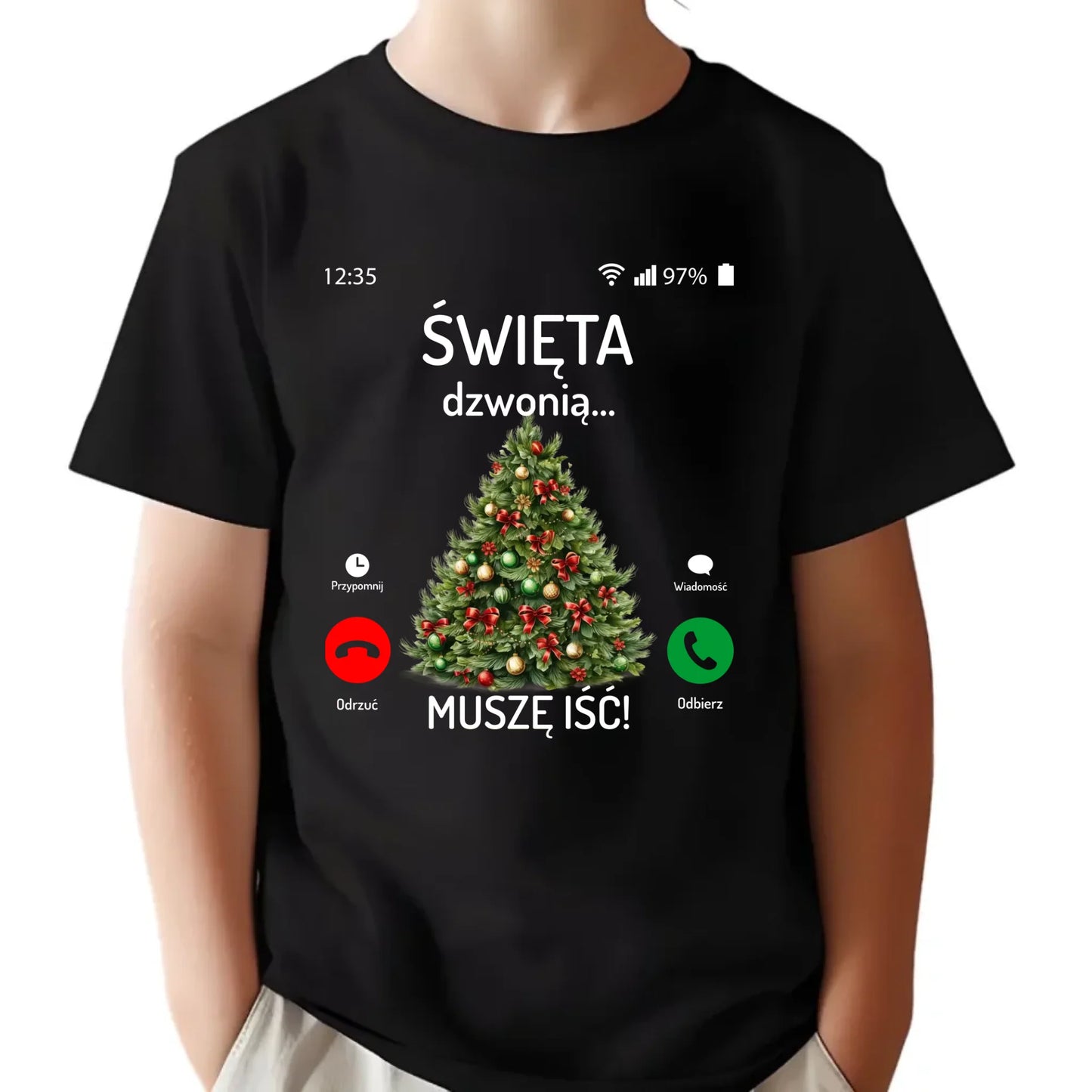 Koszulka dziecięca świąteczna - Choinka Święta dzwonią muszę iść BN124