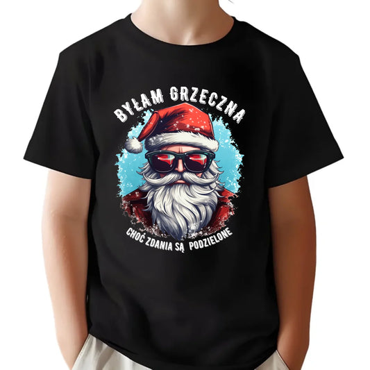 Koszulka dziecięca świąteczna z Mikołajem - Byłam grzeczna, choć zdania są podzielone BN138