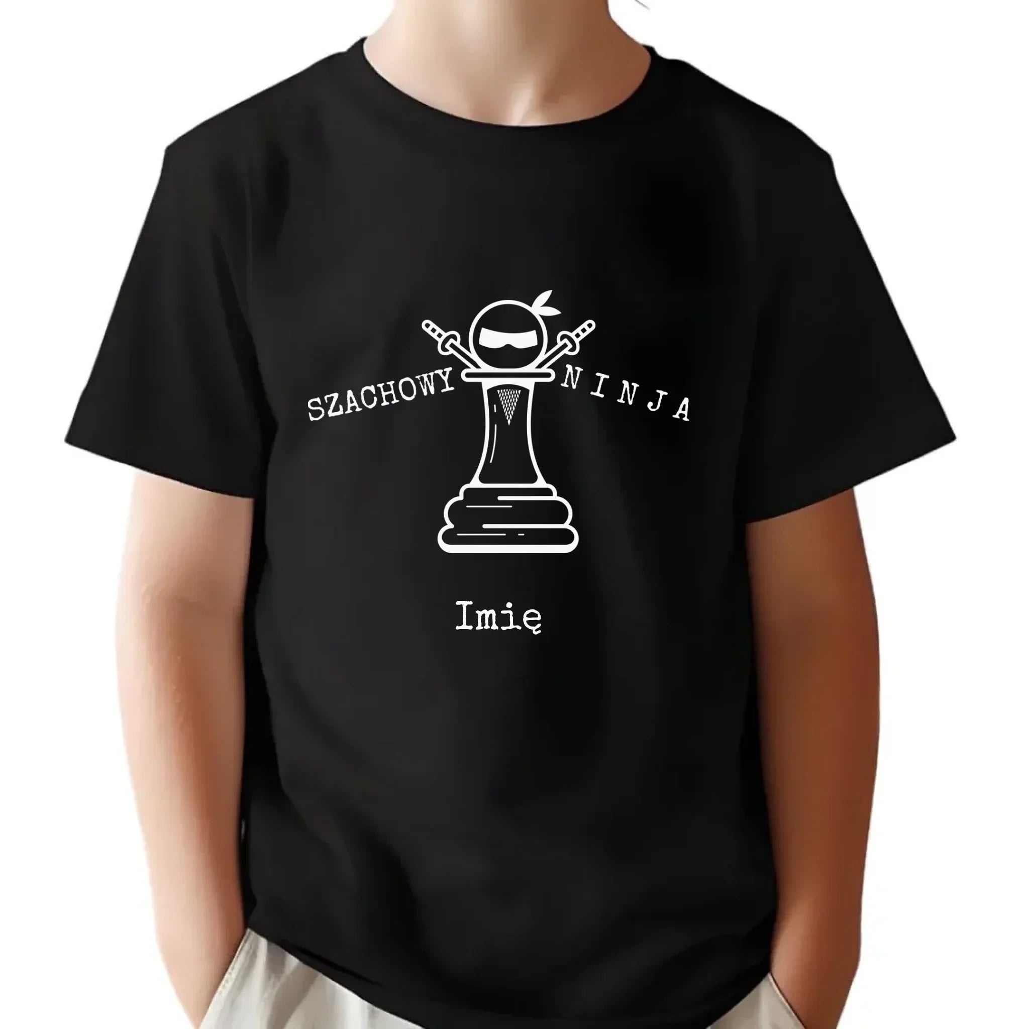 Koszulka dziecięca dla szachisty - Szachowy ninja - personalizowana HSZ01 - StoryCups.pl