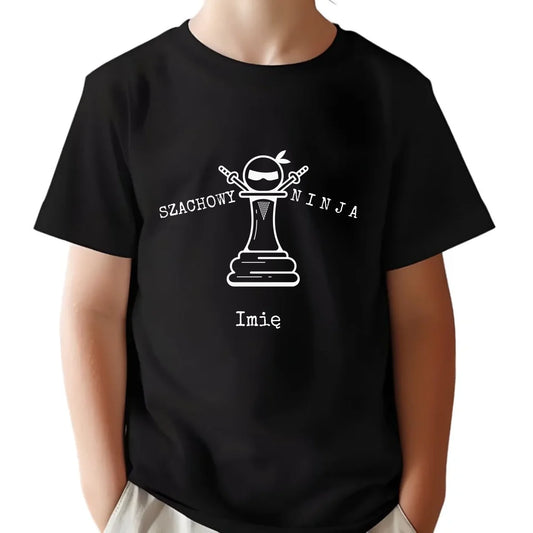 Koszulka dziecięca dla szachisty - Szachowy ninja - personalizowana HSZ01