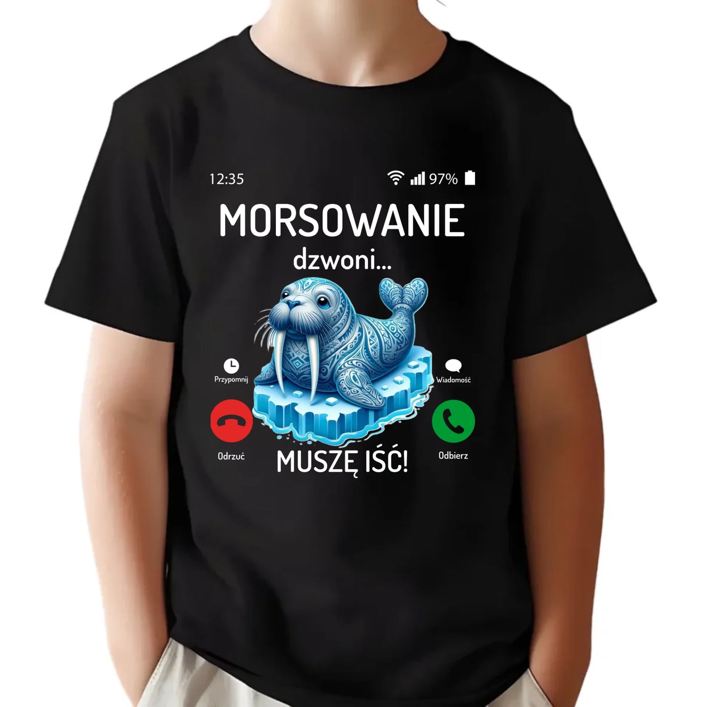 Koszulka dziecięca - prezent dla morsa - Morsowanie dzwoni muszę iść - Mors HM04 - StoryCups.pl
