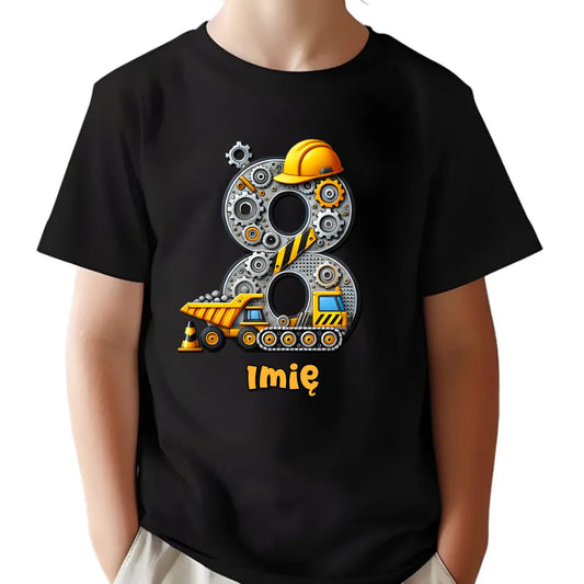 Koszulka dziecięca urodzinowa - prezent na 8 urodziny dla chłopca - Wywrotka - personalizowana U42 - StoryCups.pl