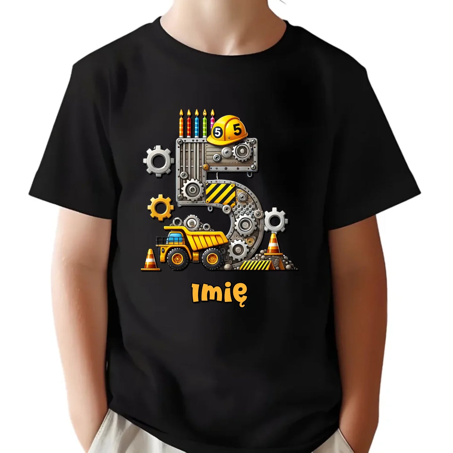 Koszulka dziecięca urodzinowa - prezent na 5 urodziny dla chłopca - Wywrotka - personalizowana U39