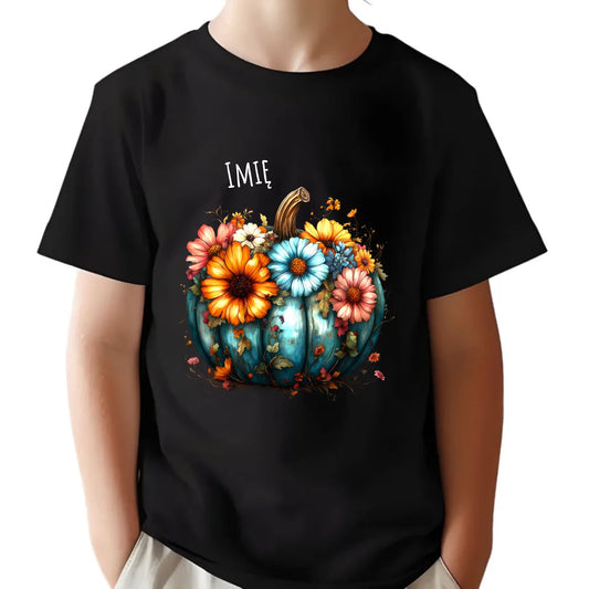Koszulka dziecięca jesienna - Kwiatowa dynia - personalizowana JS27
