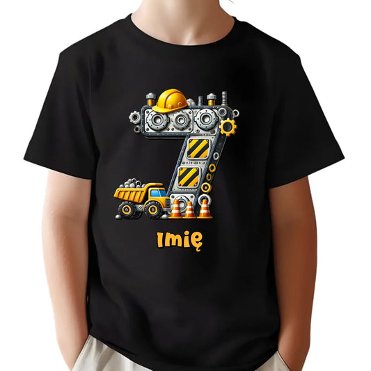 Koszulka dziecięca urodzinowa - prezent na 7 urodziny dla chłopca - Wywrotka - personalizowana U41 - StoryCups.pl