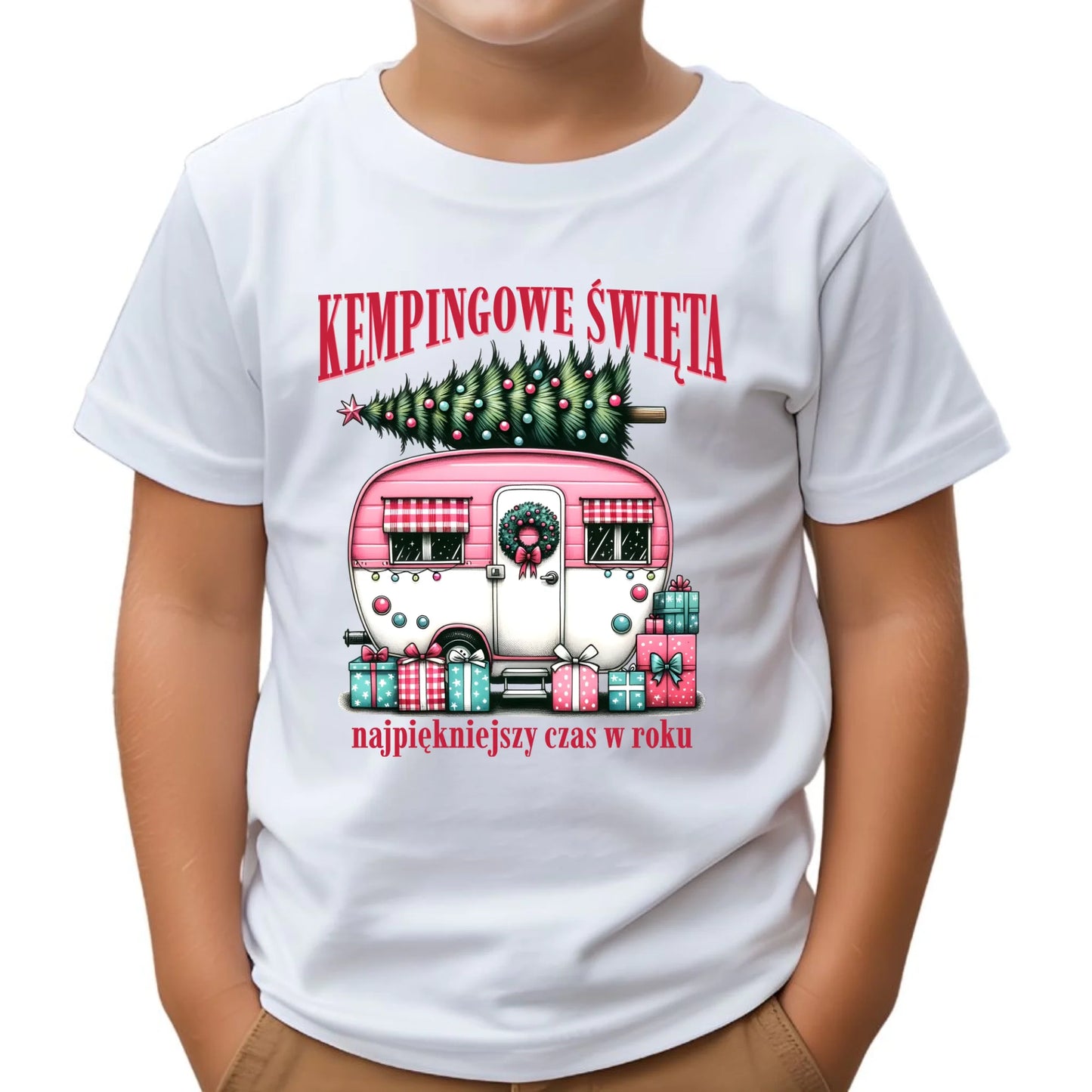 Koszulka dziecięca świąteczna - Kamper Kempingowe Święta BN40