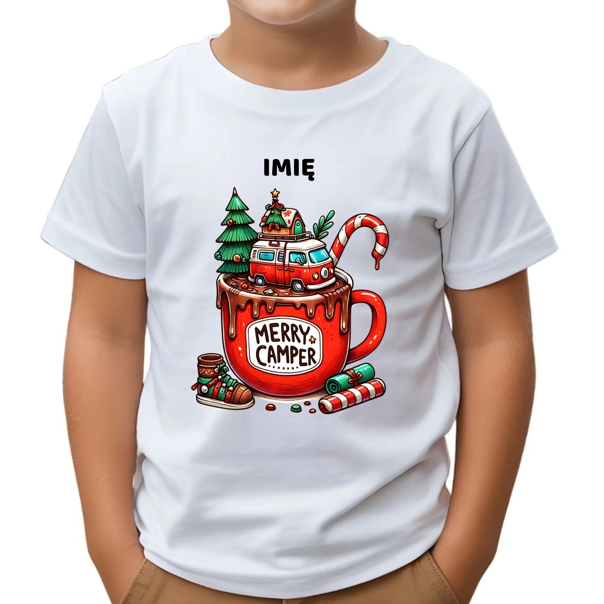 Koszulka dziecięca świąteczna - Kamper Merry Camper - personalizowana BN43 - StoryCups.pl