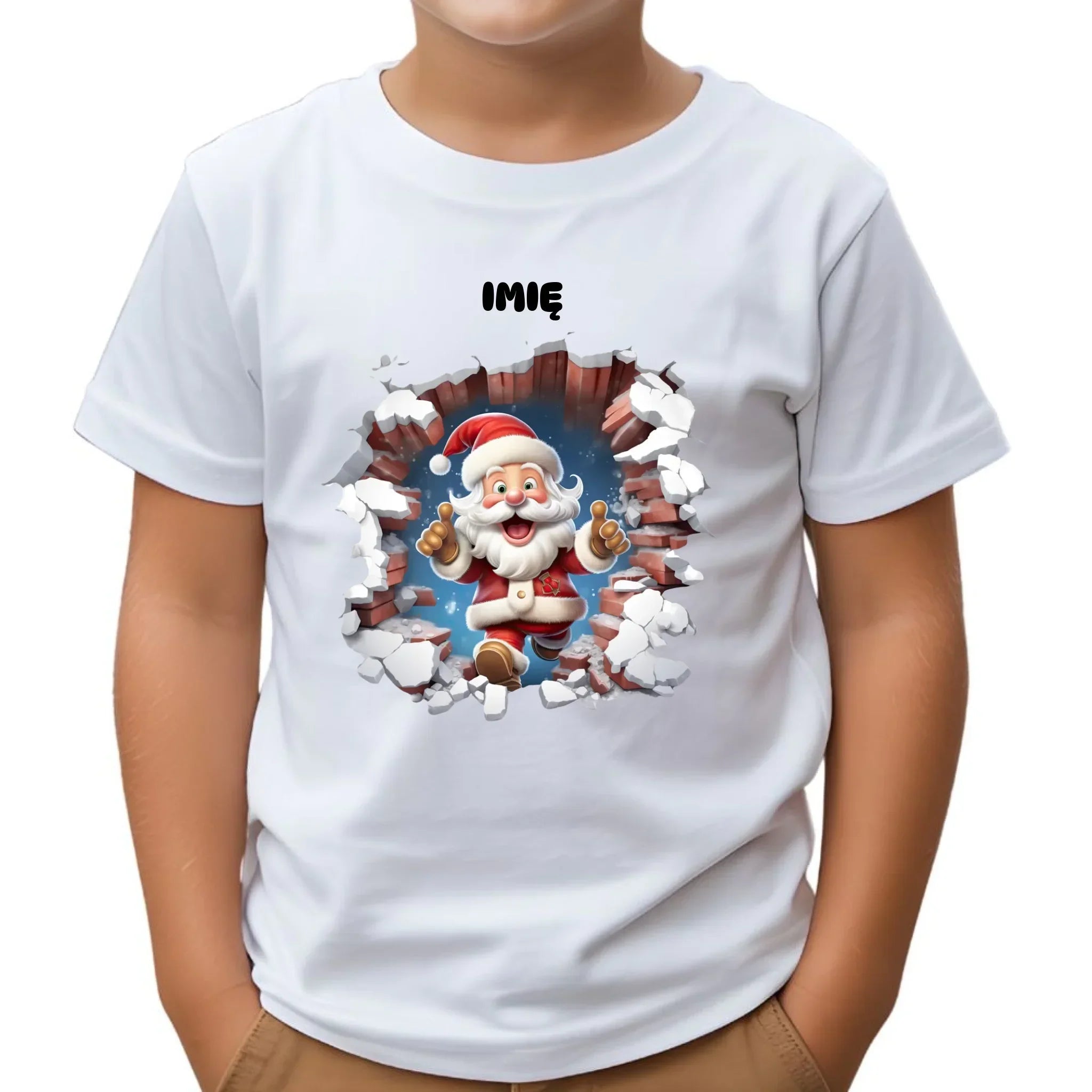 Koszulka dziecięca świąteczna - Mikołaj 3D - personalizowana BN83 - StoryCups.pl