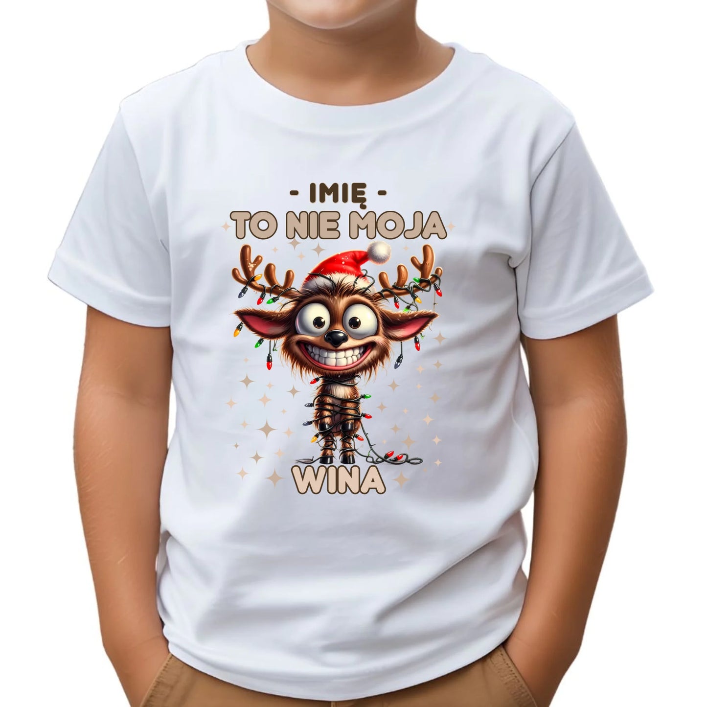Koszulka dziecięca świąteczna - Renifer To nie moja wina - personalizowana BN93