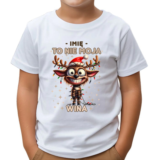 Koszulka dziecięca świąteczna - Renifer To nie moja wina - personalizowana BN93